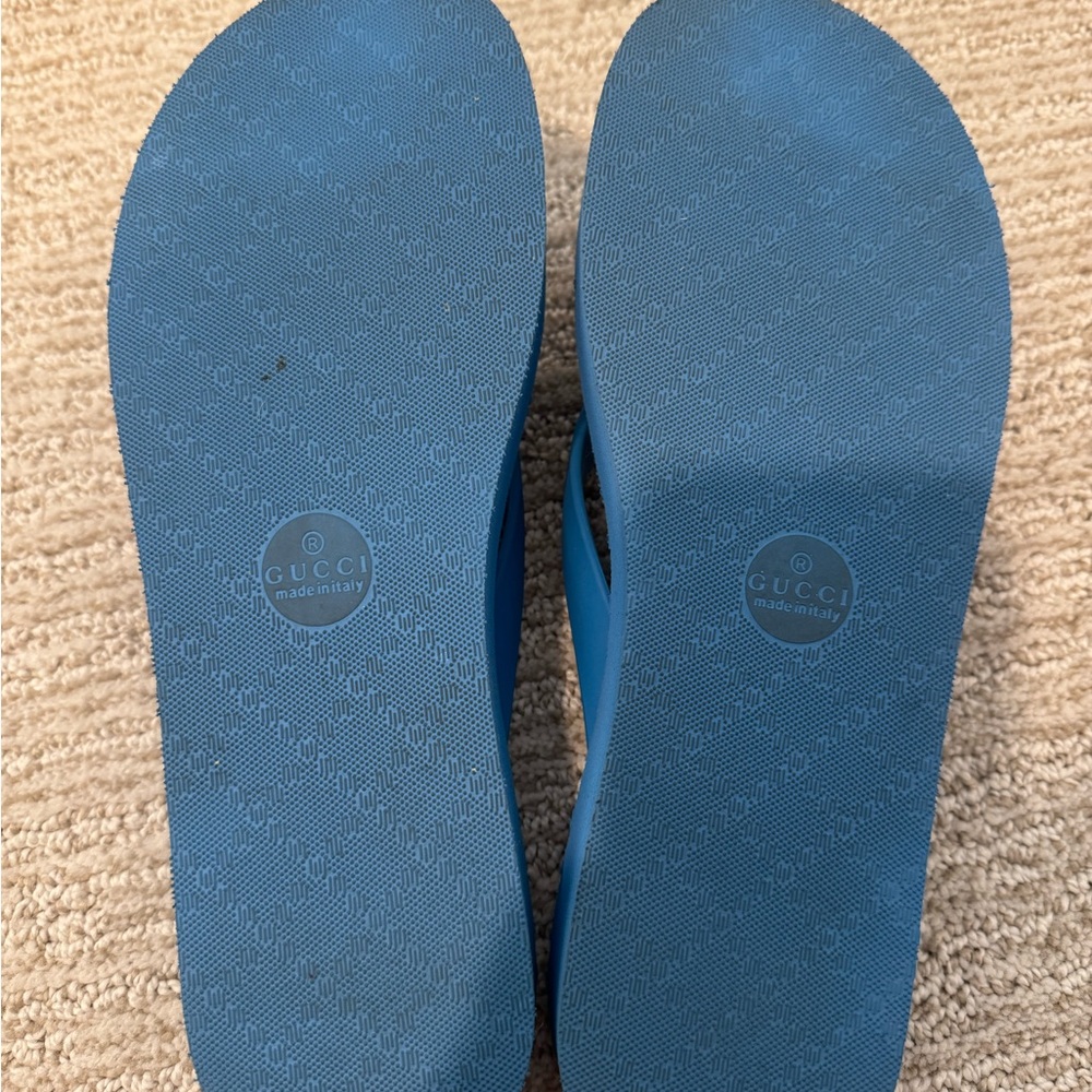 Gucci Blue Retro Platform Flip Flops - Picture 8 of 8